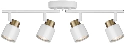 4 Light Track Lighting Kit with Matte White Brass Finish