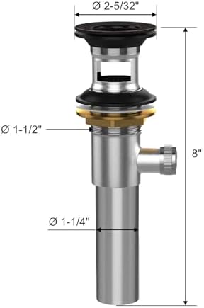 SmartFloBath Pop Up Drain Stopper Assembly with Overflow and Ball Lift Rod