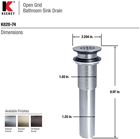 Plumb Pak K820-74 Grid Drain Bathroom Sink Drain with Overflow Prevention