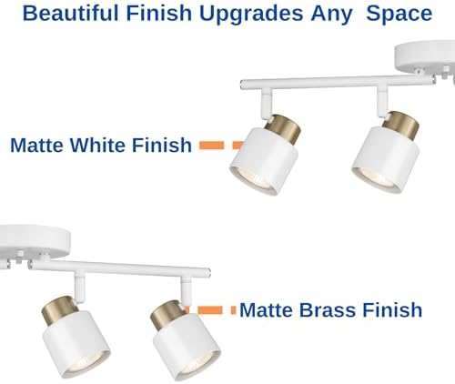 4 Light Track Lighting Kit with Matte White Brass Finish
