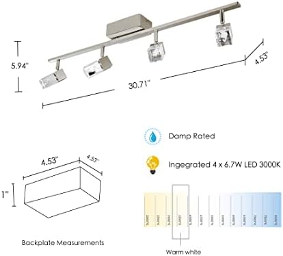 EGLO Cantil 33 Track Light 3-LED Dimmable Adjustable Wall Ceiling Fixture Nickel