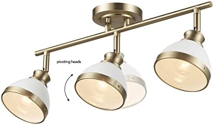 Globe Electric 22 3-Light Track Lighting with Matte Brass and White Shades