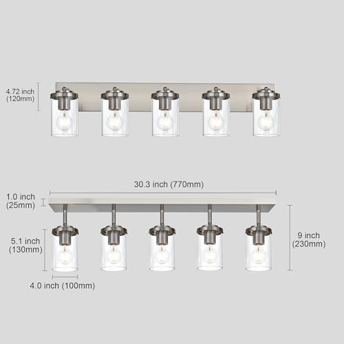 BONLICHT Modern 5-Light Adjustable Ceiling Light with Brushed Nickel