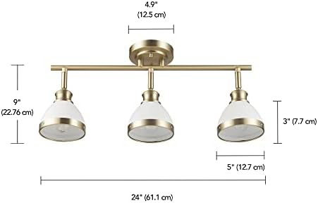 Globe Electric 22 3-Light Track Lighting with Matte Brass and White Shades