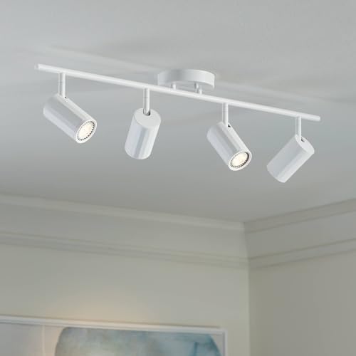 Pro Track 4-Light Heads Dimmable Track Lighting Kit GU10 White Ceiling