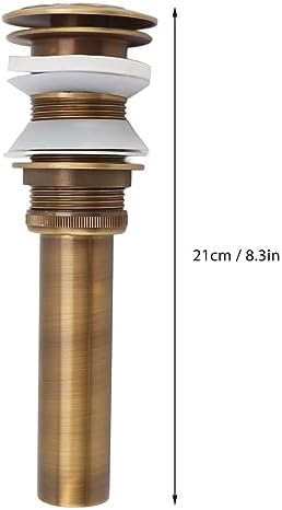 FLEXMAN - antic copper bathroom sink drain with one-touch overflow stopper