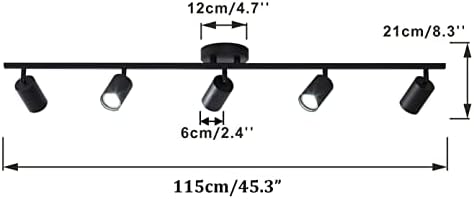 KCO Lighting Track Lighting Adjustable Ceiling Spotlights 5 Ways Matte Black