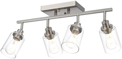 4 Light Track Lighting Kit with Clear Glass Shades and Brushed Nickel Frame