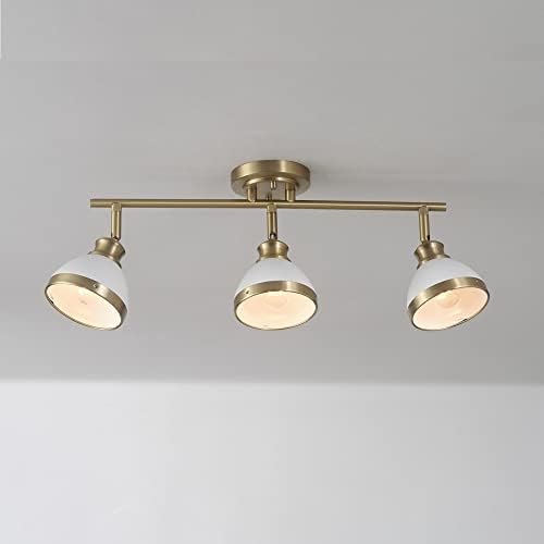 Globe Electric 22 3-Light Track Lighting with Matte Brass and White Shades