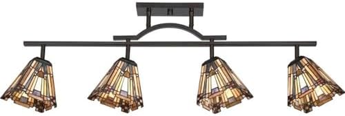 Bailey Street Modern Tiffany Shade 4-Light Track Lighting with Bronze Finish