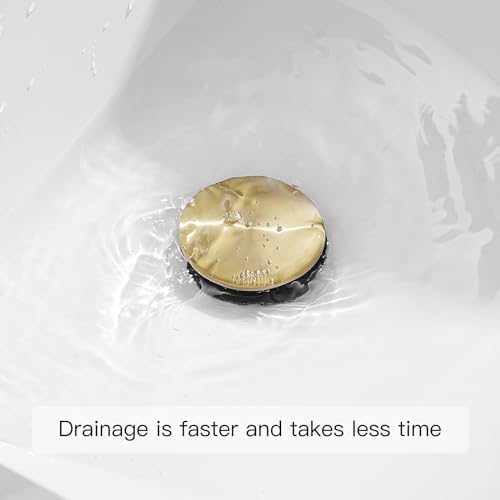 BWE Gold Bathroom Drain Stopper Overflow-Opening Design
