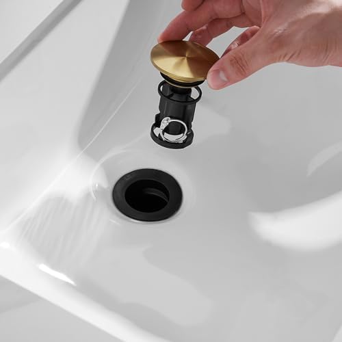 BWE Gold Bathroom Drain Stopper Overflow-Opening Design