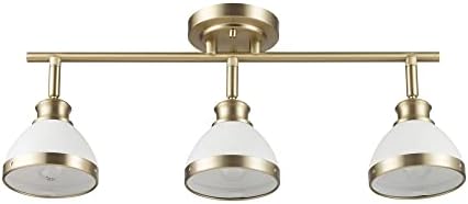 Globe Electric 22 3-Light Track Lighting with Matte Brass and White Shades