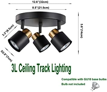 Trendy 3-Track Lighting Kit Matt Black Brass Ceiling Spotlight