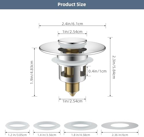 Hibbent 2 Pack All Metal Bathroom Sink Stopper