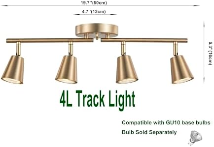 4-Bulb Track Lighting Kit with Adjustable Brass Finish for Home