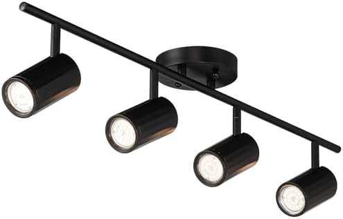 Pro Track 4-light adjustable GU10 LED Ceiling Light Kit Dimmable Black Metal