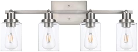 4 Light Track Lighting Kit with Clear Glass Shades and Brushed Nickel Frame