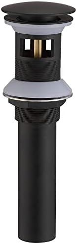 BATHFINES Black Matte Commercial Sink Drain Stopper with Overflow