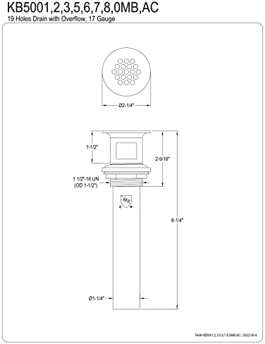 Kingston Brass KB5003 Grid Drain with Overflow