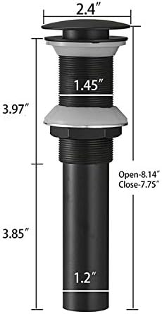 Matte Black Faucet Vessel Sink Stopper - No Overflow Push Seal Design