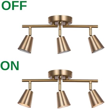 3 Light Track Lighting Kit Matte Brass Adjustable Rotatable Modern Ceiling Spot Light