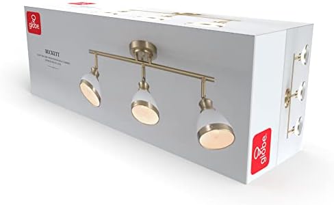 Globe Electric 22 3-Light Track Lighting with Matte Brass and White Shades