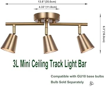 3 Light Track Lighting Kit Matte Brass Adjustable Rotatable Modern Ceiling Spot Light
