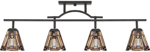 Bailey Street Modern Tiffany Shade 4-Light Track Lighting with Bronze Finish