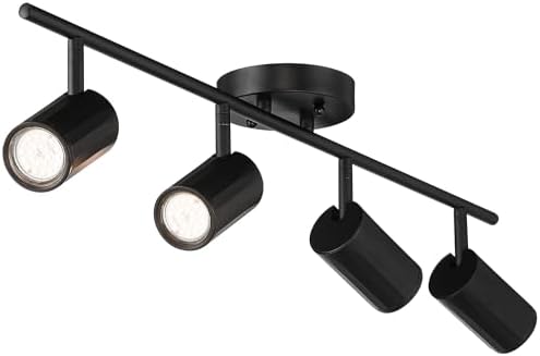 Pro Track 4-light adjustable GU10 LED Ceiling Light Kit Dimmable Black Metal