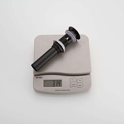 BATHFINES Black Matte Commercial Sink Drain Stopper with Overflow