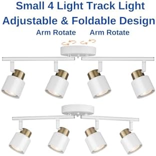 4 Light Track Lighting Kit with Matte White Brass Finish