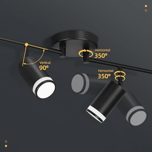 4 Light Black Track Lighting Fixture Modern Kitchen Ceiling Light