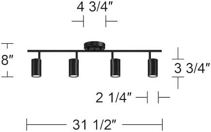 Pro Track 4-light adjustable GU10 LED Ceiling Light Kit Dimmable Black Metal
