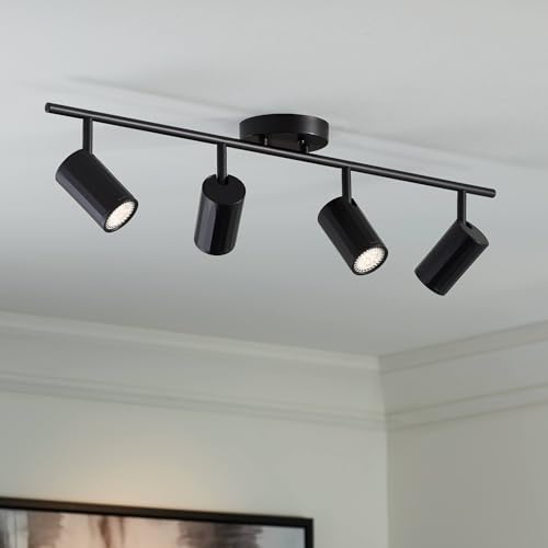 Pro Track 4-light adjustable GU10 LED Ceiling Light Kit Dimmable Black Metal