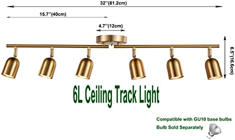 CRAFTRONOS 6-Light Track Lighting Kit with Flush Mount Adjustable Durable Spotlights