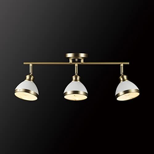 Globe Electric 22 3-Light Track Lighting with Matte Brass and White Shades