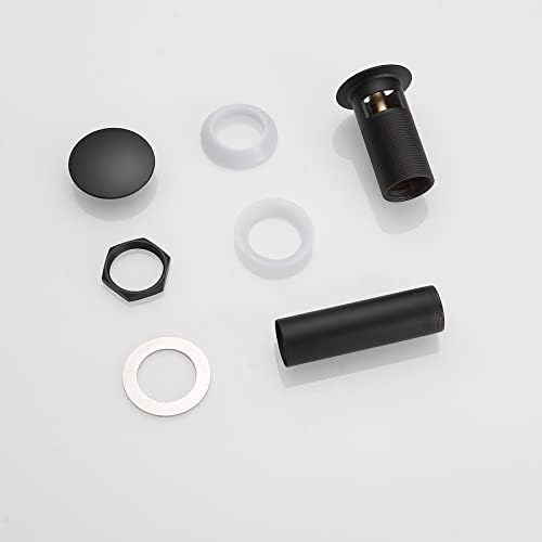 BATHFINES Black Matte Commercial Sink Drain Stopper with Overflow