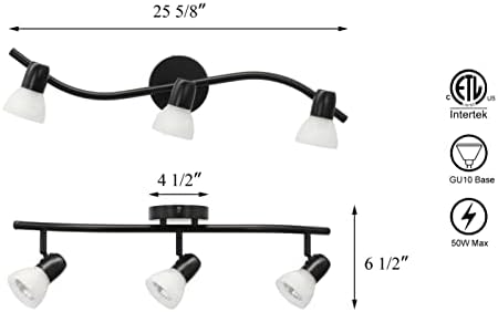 Curated Black Track Lighting with Glass - 3-Light Kitchen Fixture
