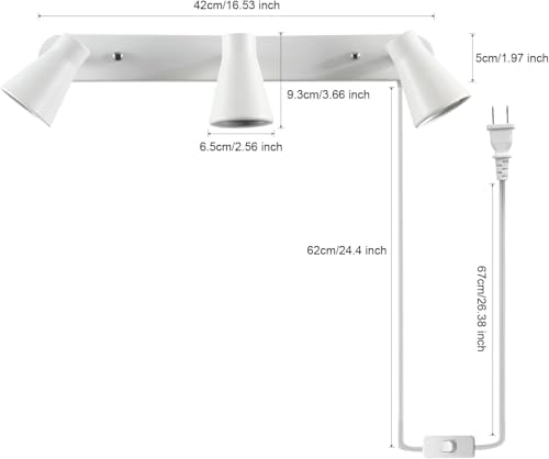 HURYEE Plug-in Track Lighting 3-Light Complete Kit