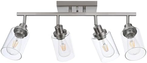 4 Light Track Lighting Kit with Clear Glass Shades and Brushed Nickel Frame