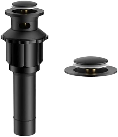 FORIOUS 304 Stainless Sink Drains with Overflow Matte Black for Bathroom Use
