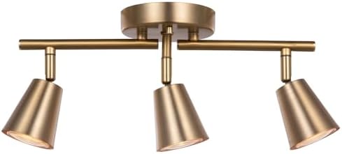 3 Light Track Lighting Kit Matte Brass Adjustable Rotatable Modern Ceiling Spot Light