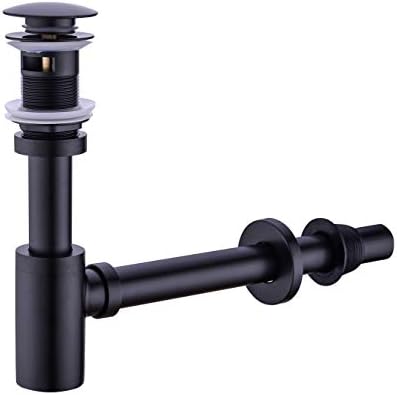 GORDEE Bathroom Sink Stopper P Trap Set Matte Black