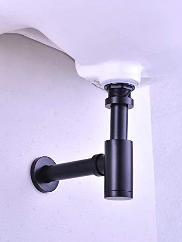 GORDEE Matte Black Brass P-Trap Sink Drain