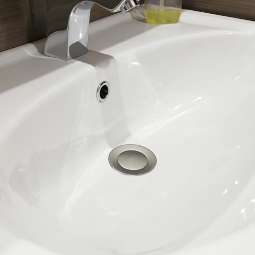 SmartFloBathSolid Brass Pop Up Sink Drain Stopper Assembly with Overflow