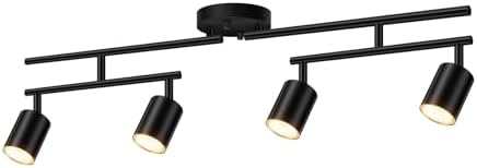Sturdy Durable 4-Light Black Track Lighting Kit for Home