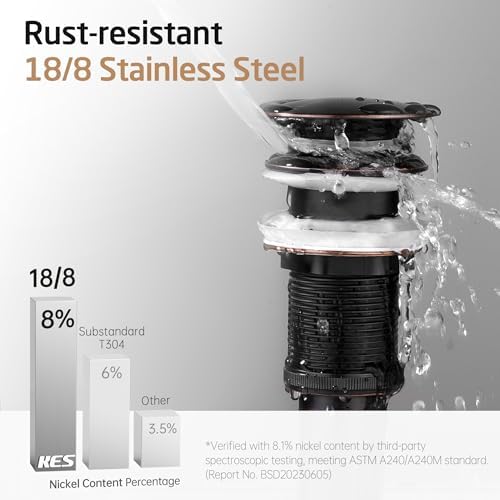KES All Metal Oil Rubbed Bronze Bathroom Sink Drain Rustproof Long-Lasting