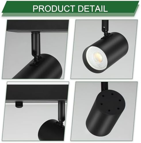 GEFOUN 3 Light Track Lighting Kit Black LED Ceiling Spotlight