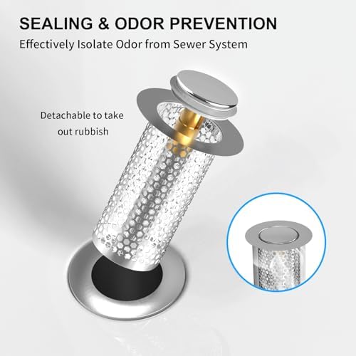 Bathroom Sink Stopper with mesh basket to prevent blockages